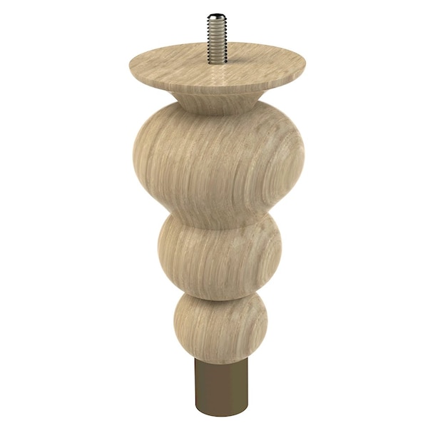 Designs Of Distinction 6" Tipt Toe Bun Foot with bolt and 1" Warm Bronze Ferrule - White Oak 01242006WKWB6 - main